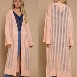 POL Light Pink Long Cardigan